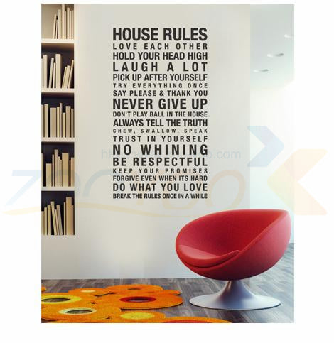 house rules Love Each Other Famous English family saying words decorative waterproof wall stickers decals