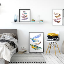 Load image into Gallery viewer, Modern Nordic Watercolor Painted Birds Feathers A4 Print Canvas Art Wall Poster Pictures Home Decorative Paintings No Frames
