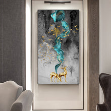 Load image into Gallery viewer, Abstract Golden Deer Paintings deer canvas print
