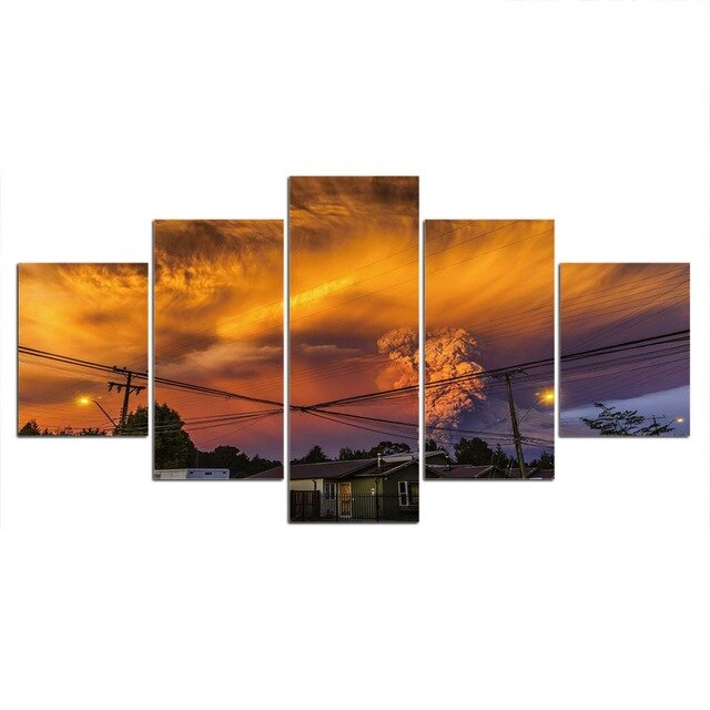 5 Pieces Canvas Poster Art Blue Sky Clouds Sunlight HD Prints Home Decor Wall Picture for Living Room