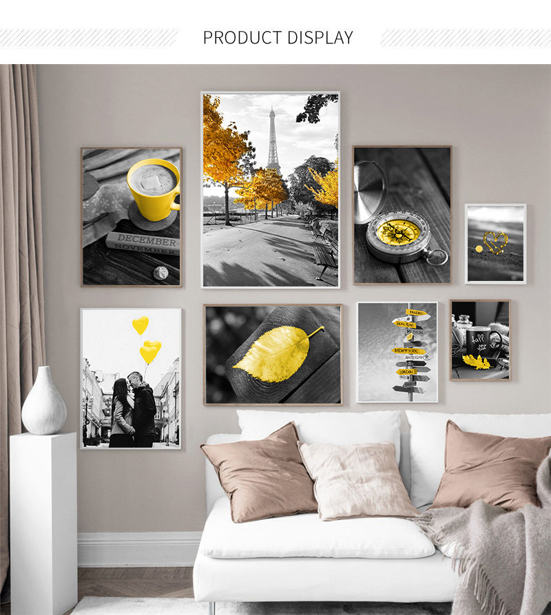 Yellow Style Scenery Picture Home Decor Nordic Canvas Painting Wall Art Poster Figure Landscape Modern Poster for Living Room