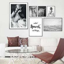 Load image into Gallery viewer, Nordic Canvas Painting Black White Figure Lady Wall Art Print Poster Modern Minimalism Living Room Bedroom Home Decor Painting
