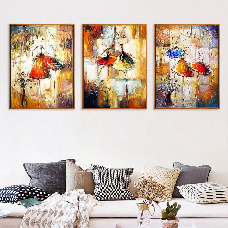 Dancing Girl Abstract Painting Nordic Canvas Painting Impression Watercolor Picture Wall Art Painting Living Room Decor Poster