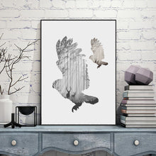 Load image into Gallery viewer, silhouette of a flying owl with pine forest Canvas Art Print Painting Poster,  Wall Picture for Home Decoration,  FA396-6
