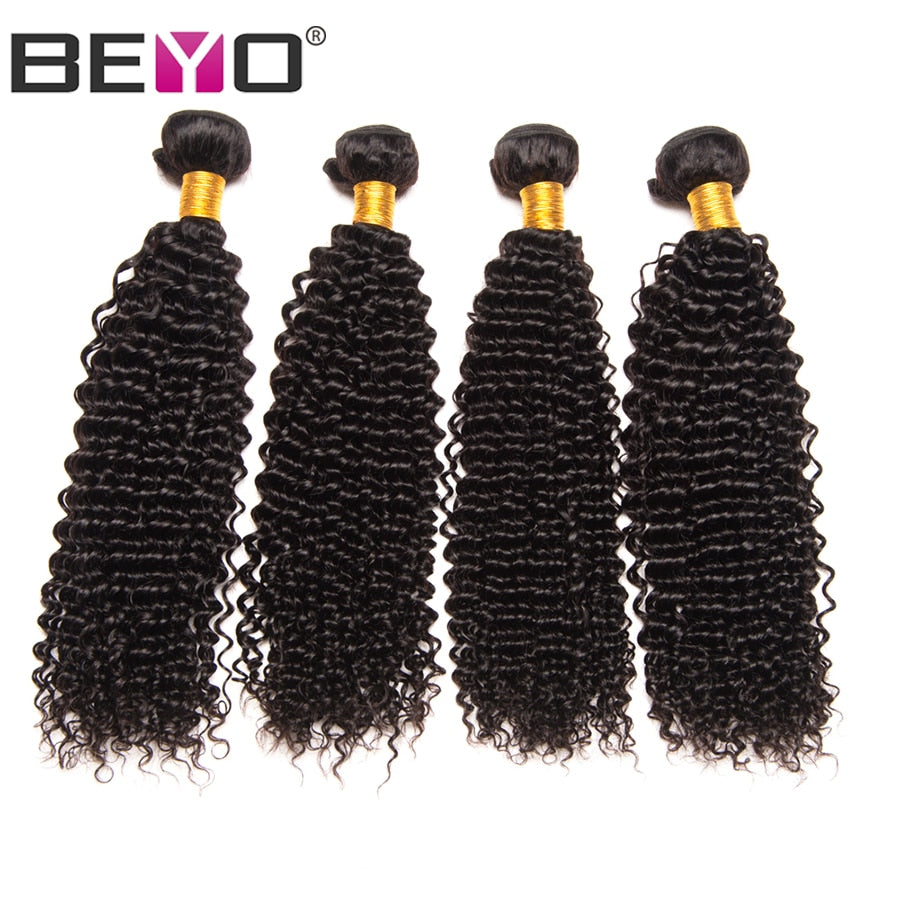 Mongolian Afro Kinky Curly Hair Bundles 100% Human Hair Bundles 4 or 3 Bundles Deal Non Remy Hair Weave Bundles Beyo Hair