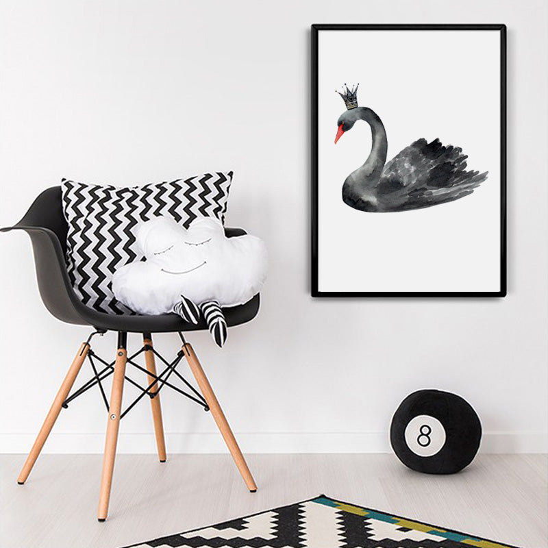 Watercolor Black Swan Canvas Art Print Painting Poster,  Wall Pictures for Home Decoration, Giclee Print Wall Decor S16012