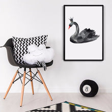 Load image into Gallery viewer, Watercolor Black Swan Canvas Art Print Painting Poster,  Wall Pictures for Home Decoration, Giclee Print Wall Decor S16012

