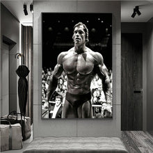 Load image into Gallery viewer, Modern Canvas Painting Arnold Schwarzenegger Bodybuilding Posters Motivational Quote Art Fitness Inspirational Wall Art Picture
