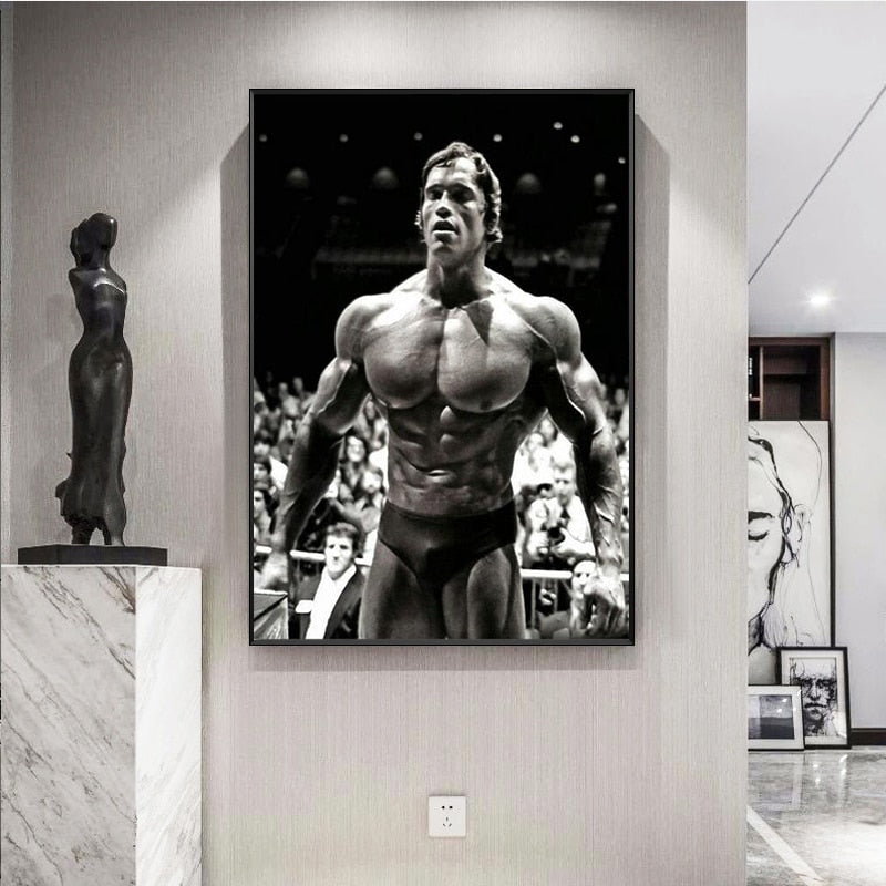 Modern Canvas Painting Arnold Schwarzenegger Bodybuilding Posters Motivational Quote Art Fitness Inspirational Wall Art Picture