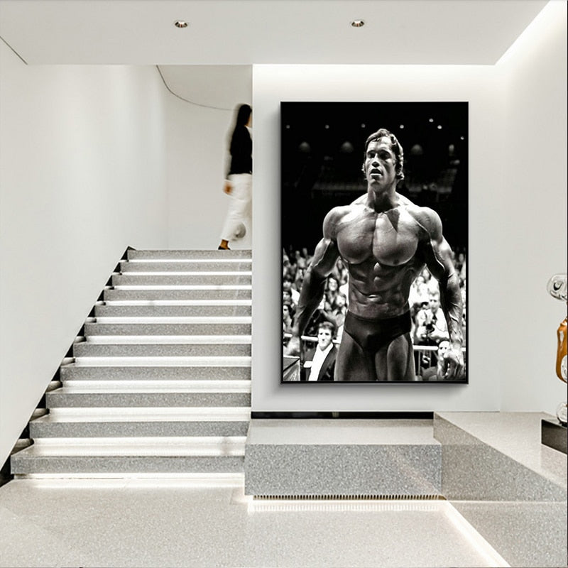Modern Canvas Painting Arnold Schwarzenegger Bodybuilding Posters Motivational Quote Art Fitness Inspirational Wall Art Picture