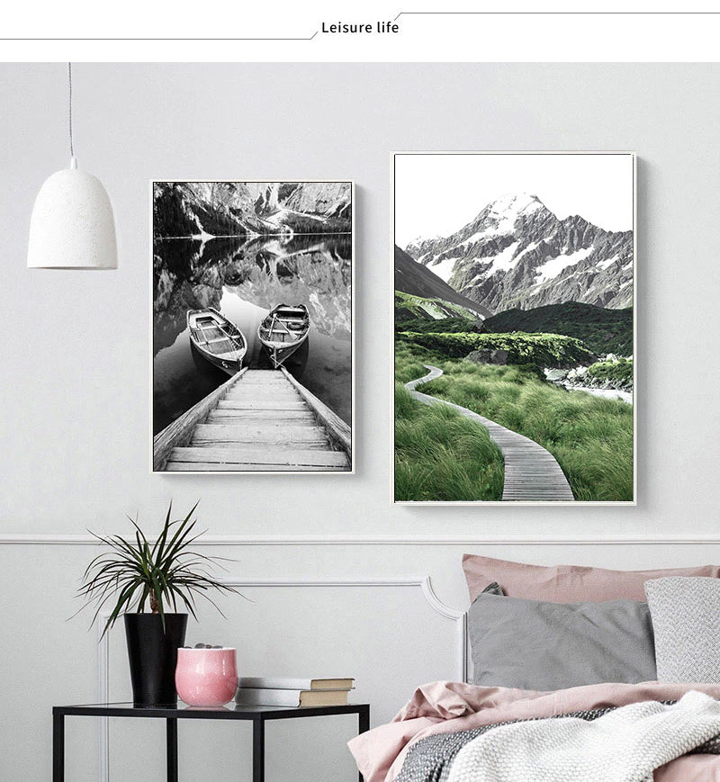 Scenery Picture Home Decor Nordic Minimalist Posters and Prints Wall Art Nature Mountain Landscape Canvas Painting for Bedroom