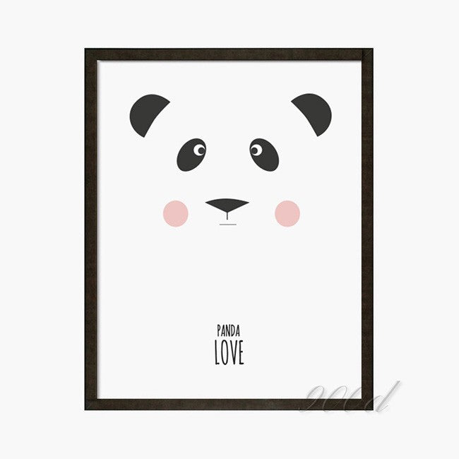 Cartoon Panda Canvas Art Print Poster, Wall Pictures for Nursery Room Decoration, Frame not include 334