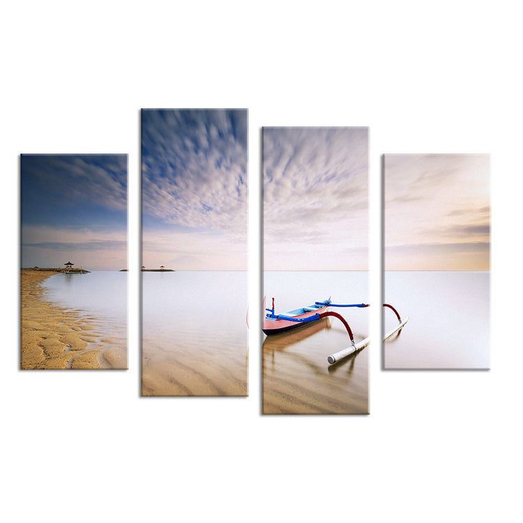 4PCS boat belong beach set paints Wall painting print on canvas for home decor ideas paints on wall pictures art No framed
