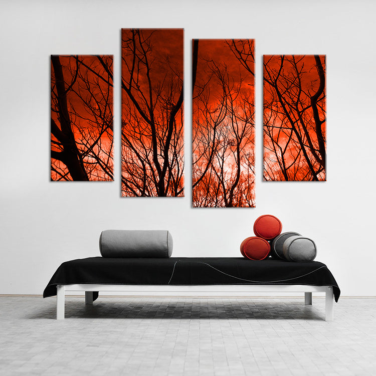 4PCS The sky caught fire HD Wall painting print on canvas for home decor ideas paints on wall pictures art No framed