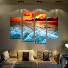 Load image into Gallery viewer, 4PCS the best selling tropical sunset  Wall painting print on canvas for home decor ideas paints on wall pictures art No framed
