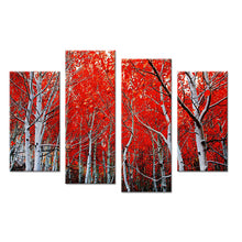 Load image into Gallery viewer, 4PCS red leaf trees arts  Wall painting print on canvas for home decor ideas paints on wall pictures art No framed
