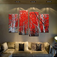 Load image into Gallery viewer, 4PCS red leaf trees arts  Wall painting print on canvas for home decor ideas paints on wall pictures art No framed
