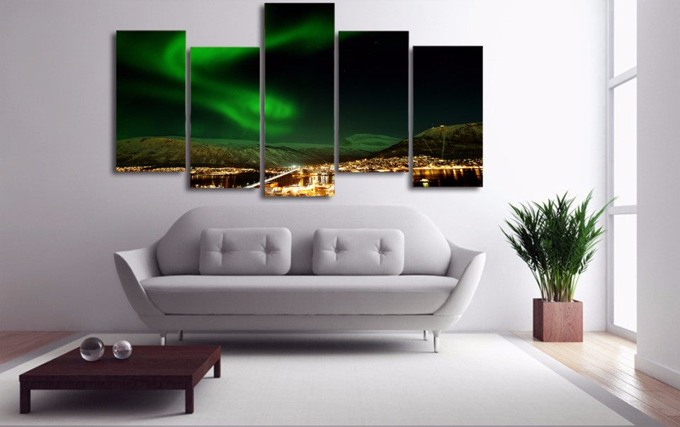 HD Printed Norway Northern Lights landscape Painting on canvas room decoration print poster picture canvas Free shipping/NY-6339