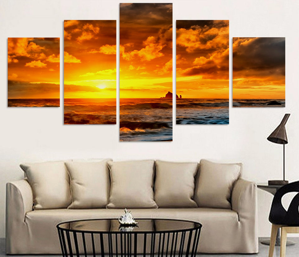 HD Printed more plyazh skaly zakat Painting Sea Sunset Canvas Print room decor print poster picture canvas Free shipping/ny-4535