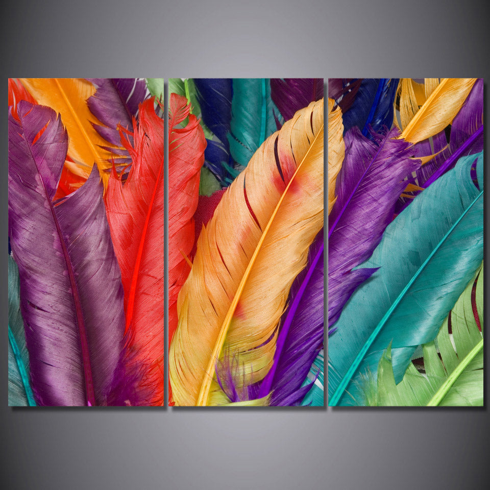 HD Printed Colored feathers Painting Canvas Print room decor print poster picture canvas Free shipping/ash405