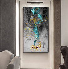 Load image into Gallery viewer, Abstract Golden Deer Paintings deer canvas print
