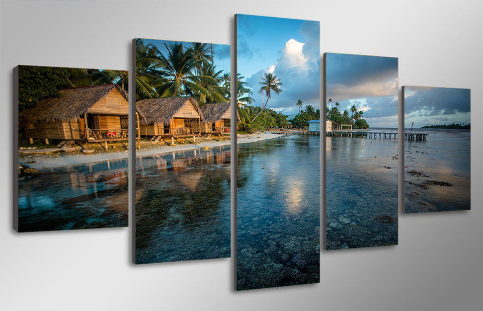 HD Printed Beach house 5 pieces Group Painting room decor print poster picture canvas Free shipping/ny-557