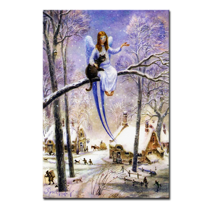 Vladimir Rumyantsev girl on the trees cat world oil painting wall Art Picture Paint on Canvas Prints wall painting no framed