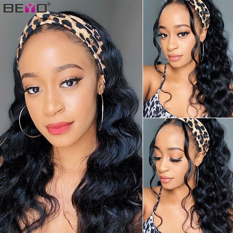 180 Density Body Wave Headband Wig Human Hair Wigs For Black Women Brazilian Scarf Wig No Gel Glueless Remy Hair Human Hair Wigs