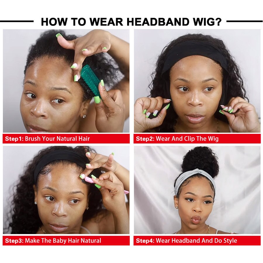180 Density Body Wave Headband Wig Human Hair Wigs For Black Women Brazilian Scarf Wig No Gel Glueless Remy Hair Human Hair Wigs