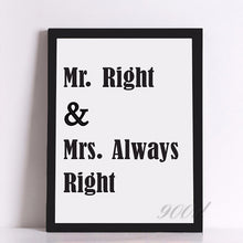 Load image into Gallery viewer, Mr Right Quote Canvas Art Print Painting Poster, Wall Pictures for Home Decoration, Wall Decor YE024
