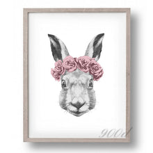 Load image into Gallery viewer, Rabbit Drawing with Rose Canvas Art Print Painting Poster,  Wall Picture for Home Decoration,  Wall Decor FA403
