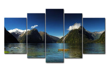 Load image into Gallery viewer, 5 Piece Wall Art Painting Milford Sound New Zealand Blue Water Lake Mountain Pictures Prints On Canvas Landscape Decor
