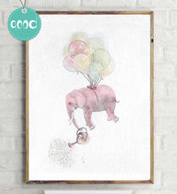 Load image into Gallery viewer, Elephant with Balloon Sketch Canvas Art Print Painting Poster,  Wall Pictures for Home Decoration, Wall Art Decor Ye15-2
