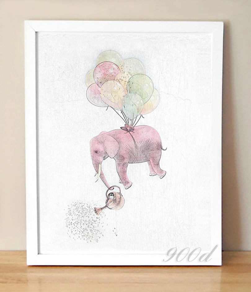 Elephant with Balloon Sketch Canvas Art Print Painting Poster,  Wall Pictures for Home Decoration, Wall Art Decor Ye15-2