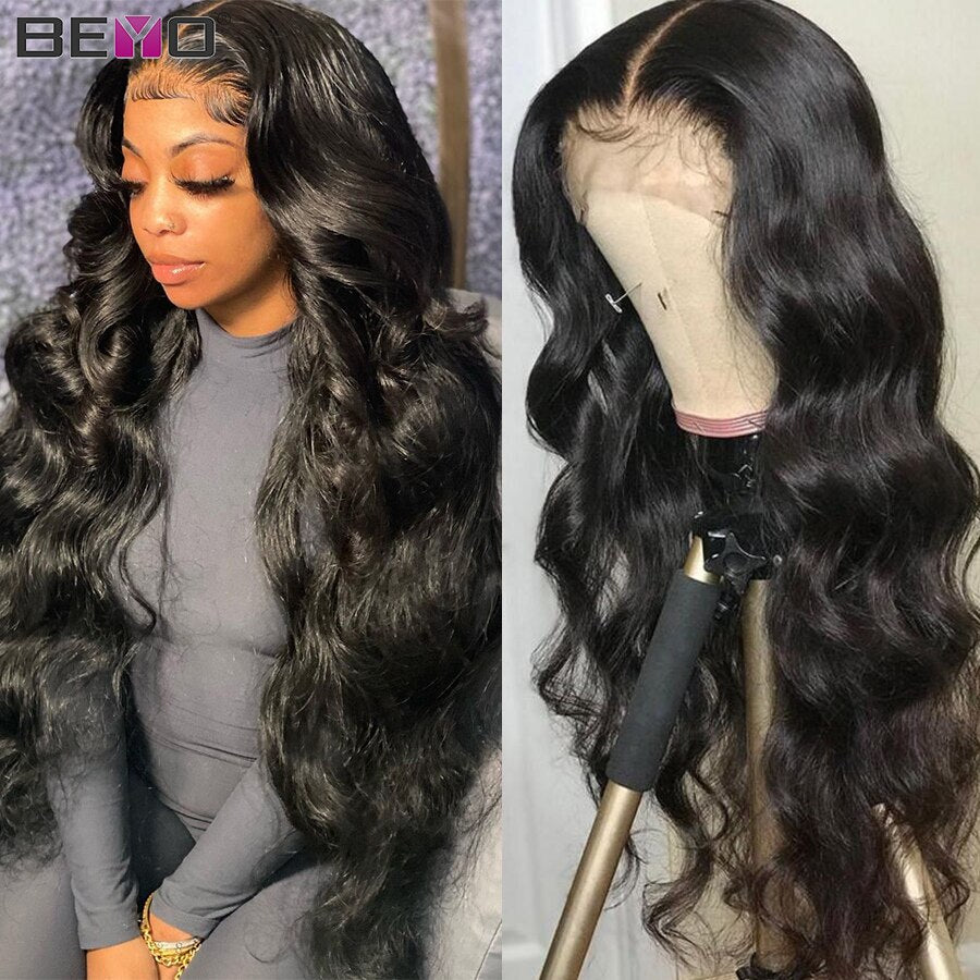Cheap 180 Density Brown Body Wave Wig Peruvian Hair Lace Front Human Hair Wigs For Black Women T Part Transparent Lace Wigs Beyo