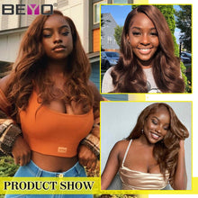 Load image into Gallery viewer, Cheap 180 Density Brown Body Wave Wig Peruvian Hair Lace Front Human Hair Wigs For Black Women T Part Transparent Lace Wigs Beyo
