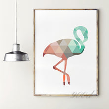 Load image into Gallery viewer, Geometric Coral  Flamingo Canvas Art Print Poster, Wall Pictures for Home Decoration, Wall Art Decor FA237-15
