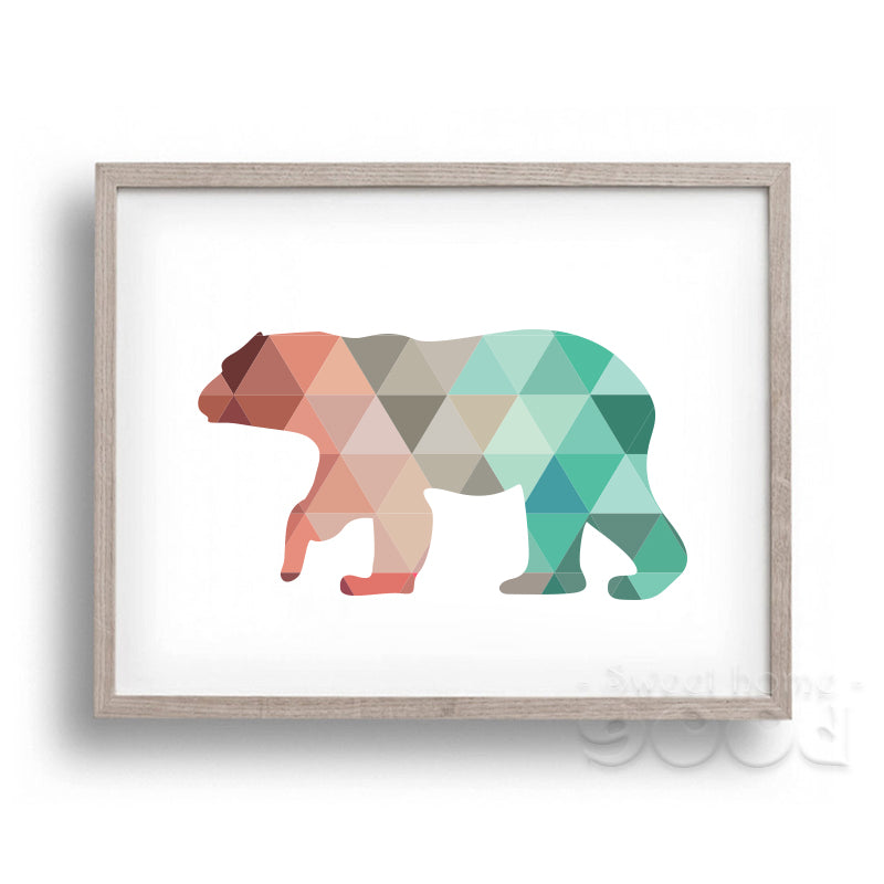 Geometric Polar Bear Canvas Art Print Poster, Wall Pictures for Home Decoration, Wall Art Decor FA237-17