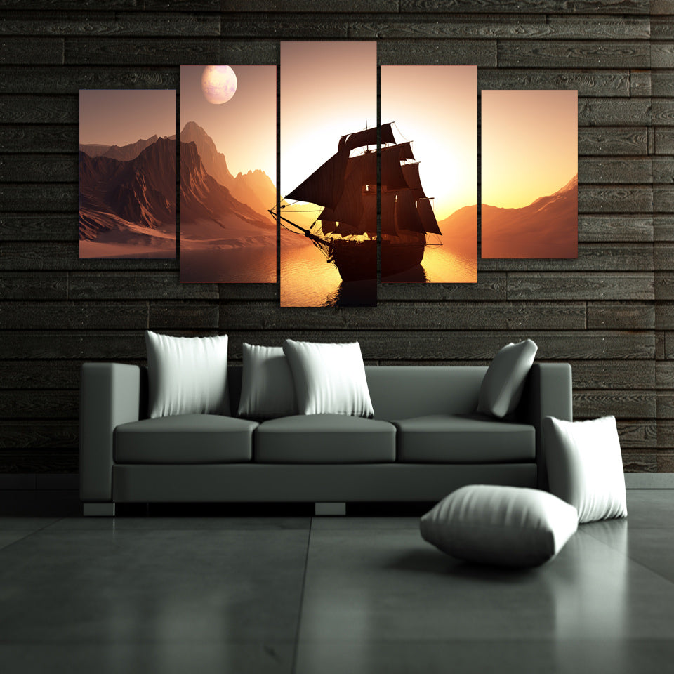 HD Printed Sunset Sailing Painting on canvas room decoration print poster picture canvas Free shipping/ny-2168