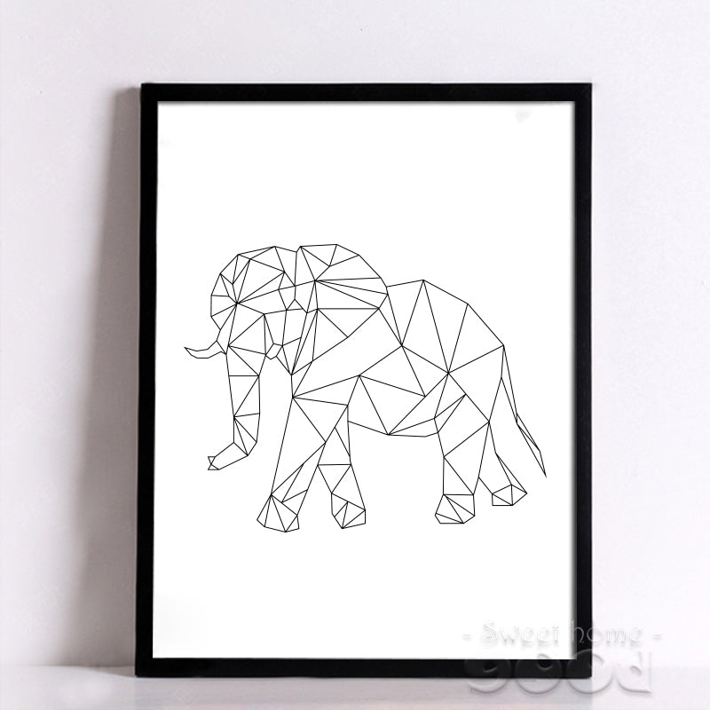 Geometric Elephant Canvas Art Print Painting Poster, Wall Pictures for Home Decoration, Wall Art decor FA221-13