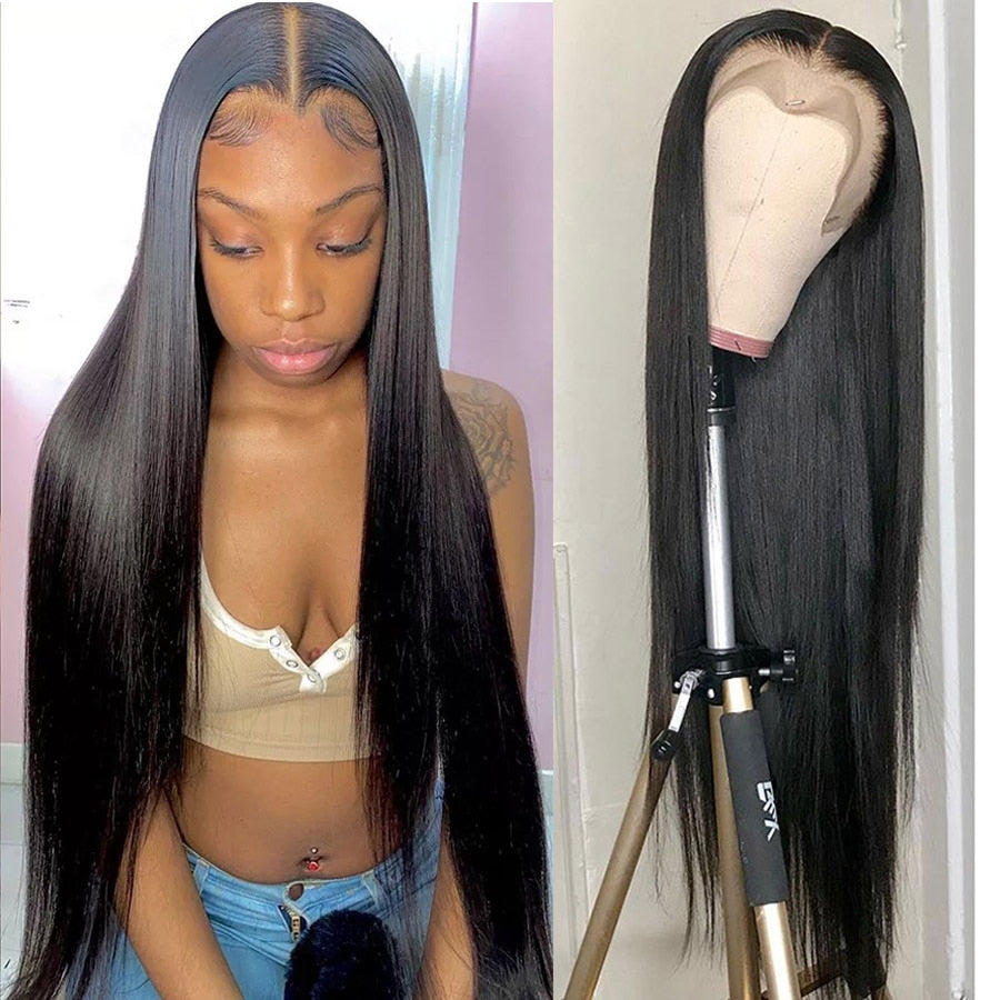 32 Inch Straight Lace Front Wig 250 Density Hd Transparent Lace Frontal Wig Human Hair Wigs For Women Brazilian Hair Wigs T Wig