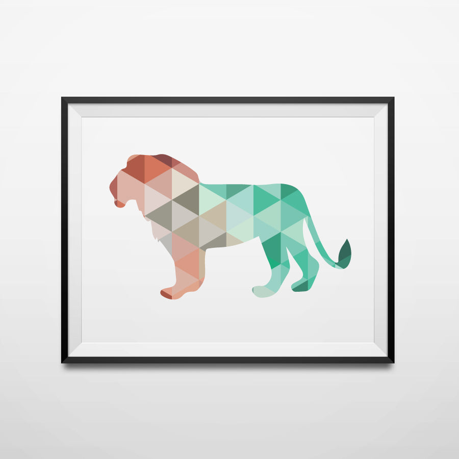 Geometric Lion Canvas Art Print Painting Poster, Wall Pictures for Home Decoration,  Wall Art Decor FA237-21