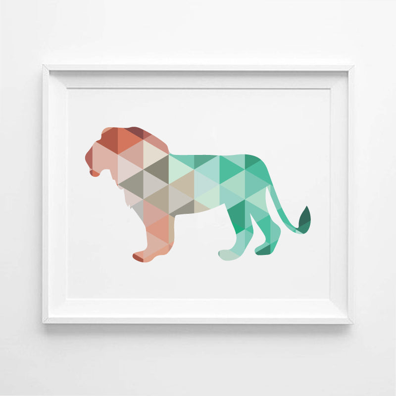 Geometric Lion Canvas Art Print Painting Poster, Wall Pictures for Home Decoration,  Wall Art Decor FA237-21