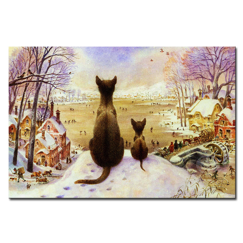 Vladimir Rumyantsev double cat world oil painting wall Art Picture Paint on Canvas Prints wall painting no framed