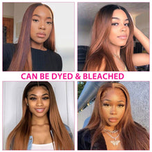 Load image into Gallery viewer, Glueless Straight Lace Front Wig 250 Density Bone Straight Transparent Lace Frontal Wigs Human Hair T Part Wig for  Women  Remy

