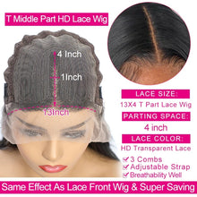 Load image into Gallery viewer, Glueless Straight Lace Front Wig 250 Density Bone Straight Transparent Lace Frontal Wigs Human Hair T Part Wig for  Women  Remy
