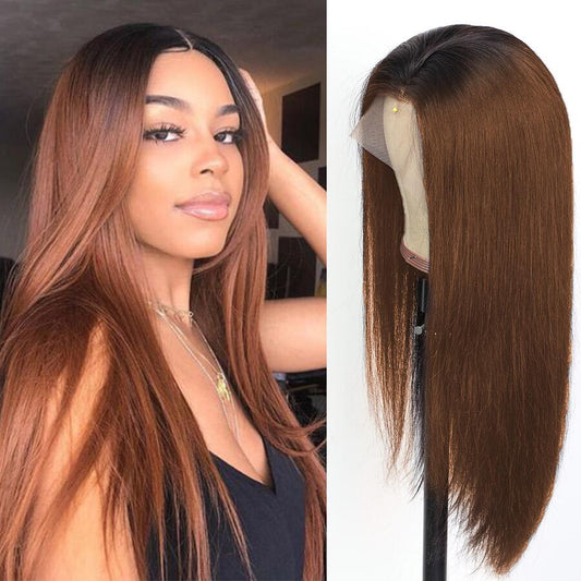 Light Brown  Bone Straight  Human Hair Wigs HD Lace Frontal Wig  Pre Plucked With Baby Hair T part Colored Straight Human Hair
