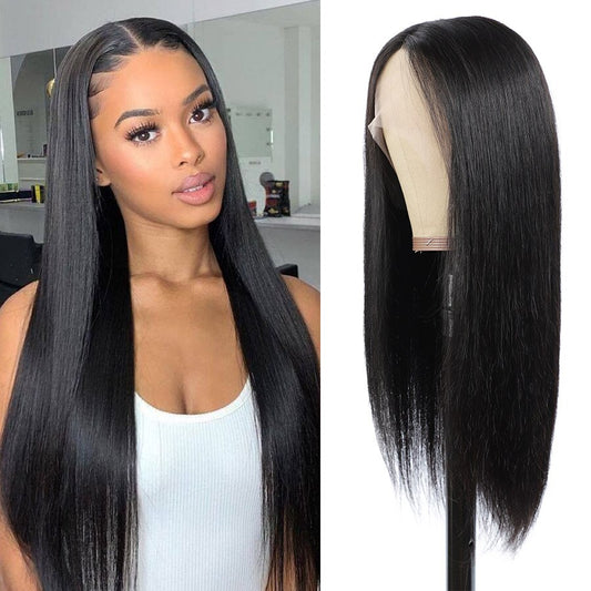 Glueless Straight Lace Front Wig 180 Density Bone Straight Transparent Lace Frontal Wigs Human Hair T Part Wig for Women Remy