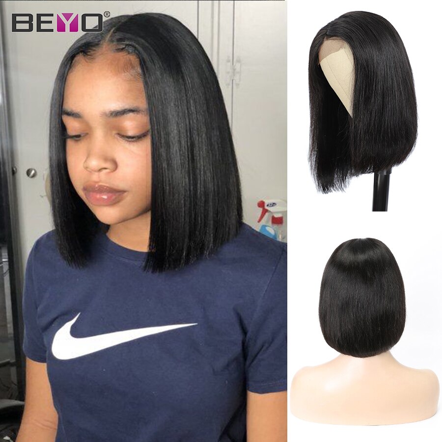 Beyo Straight Bob Closure Wig 4X4 Lace Closure Wig Short Human Hair Wigs For Women Pre Plucked Brazilian Hair Wigs Remy Hair