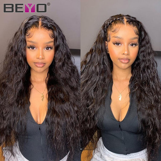 Cheap Water Wave Lace Front Wig Hd Transparent Lace Frontal Wigs T Part Indian Curly Human Hair Wigs Wet And Wavy Curly Remy Wig